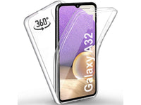 Vollständige 360 Grad Rundum Gummi TPU Hülle zum beidseitigen Schutz des Samsung Galaxy A32 4G Display und Gehäuse in transparent von Screenguard