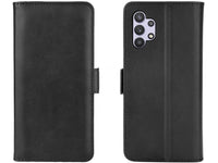 Veganes Flip Case Leder Etui Hülle mit Karten Fächer und Sichtfenster für Samsung Galaxy A32 4G in schwarz von Screenguard