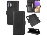 Veganes Flip Case Leder Etui Hülle mit Karten Fächer und Sichtfenster für Samsung Galaxy A32 4G in schwarz von Screenguard