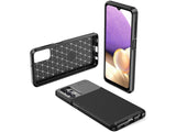 Hochwertig stabile Soft TPU Smartphone Handy Hülle im Carbon Design für Samsung Galaxy A32 5G zum Schutz des Display und Gehäuse Cover in blau von Screenguard