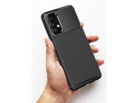 Hochwertig stabile Soft TPU Smartphone Handy Hülle im Carbon Design für Samsung Galaxy A32 5G zum Schutz des Display und Gehäuse Cover in blau von Screenguard