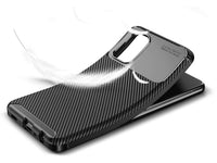 Hochwertig stabile Soft TPU Smartphone Handy Hülle im Carbon Design für Samsung Galaxy A32 5G zum Schutz des Display und Gehäuse Cover in schwarz von Screenguard