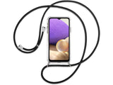 Necklace Handy Hülle mit Kordel Kette schwarz zum Tragen des Samsung Galaxy A32 5G am Körper wie Handtasche Lanyard, stabil mit erhöhten Rändern und Kanten in transparent von Screenguard
