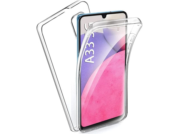 Vollständige 360 Grad Rundum Gummi TPU Hülle zum beidseitigen Schutz des Samsung Galaxy A33 5G Display und Gehäuse in transparent von Screenguard