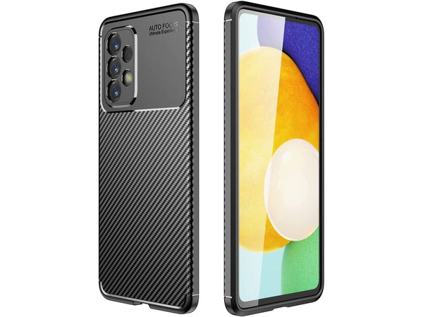 Hochwertig stabile Soft TPU Smartphone Handy Hülle im Carbon Design für Samsung Galaxy A33 5G zum Schutz des Display und Gehäuse Cover in schwarz von Screenguard