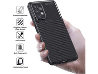 Hochwertig stabile Soft TPU Smartphone Handy Hülle im Carbon Design für Samsung Galaxy A33 5G zum Schutz des Display und Gehäuse Cover in schwarz von Screenguard