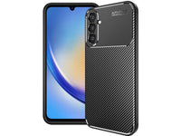 Hochwertig stabile Soft TPU Smartphone Handy Hülle im Carbon Design für Samsung Galaxy A34 5G zum Schutz des Display und Gehäuse Cover in schwarz von Screenguard