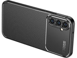 Hochwertig stabile Soft TPU Smartphone Handy Hülle im Carbon Design für Samsung Galaxy A34 5G zum Schutz des Display und Gehäuse Cover in schwarz von Screenguard