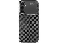 Hochwertig stabile Soft TPU Smartphone Handy Hülle im Carbon Design für Samsung Galaxy A34 5G zum Schutz des Display und Gehäuse Cover in schwarz von Screenguard