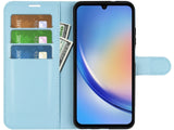 Lederhülle Portemonnaie Karten Ledertasche für Samsung Galaxy A34 5G in hellblau von Screenguard