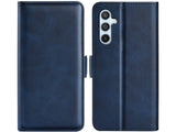 Veganes Flip Case Leder Etui Hülle mit Karten Fächer und Sichtfenster für Samsung Galaxy A34 5G in dunkelblau von Screenguard