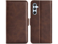 Veganes Flip Case Leder Etui Hülle mit Karten Fächer und Sichtfenster für Samsung Galaxy A34 5G in mokka von Screenguard