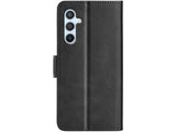 Veganes Flip Case Leder Etui Hülle mit Karten Fächer und Sichtfenster für Samsung Galaxy A34 5G in schwarz von Screenguard