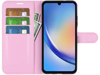 Lederhülle Portemonnaie Karten Ledertasche für Samsung Galaxy A34 5G in rosa von Screenguard