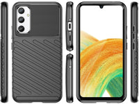 Moderne Design Hülle Cover für das Samsung Galaxy A34 5G mit Stripes zum Schutz von Kratzern, Dellen, Display aus TPU Gummi in schwarz von Screenguard