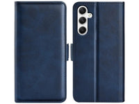 Veganes Flip Case Leder Etui Hülle mit Karten Fächer und Sichtfenster für Samsung Galaxy A35 5G in dunkelblau von Screenguard