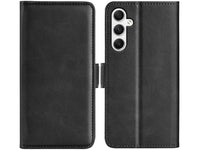 Veganes Flip Case Leder Etui Hülle mit Karten Fächer und Sichtfenster für Samsung Galaxy A35 5G in schwarz von Screenguard