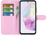 Lederhülle Portemonnaie Karten Ledertasche für Samsung Galaxy A35 5G in rosa von Screenguard