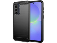 Flexible Handy Schutzhülle mit gebürster Carbon Textur auf der Rückseite für zum Schutz des Samsung Galaxy A36  Display und Gehäuse Case in schwarz von Screenguard