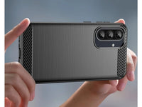Flexible Handy Schutzhülle mit gebürster Carbon Textur auf der Rückseite für zum Schutz des Samsung Galaxy A36  Display und Gehäuse Case in schwarz von Screenguard