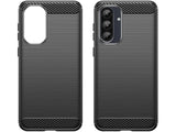 Flexible Handy Schutzhülle mit gebürster Carbon Textur auf der Rückseite für zum Schutz des Samsung Galaxy A36  Display und Gehäuse Case in schwarz von Screenguard