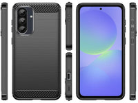 Flexible Handy Schutzhülle mit gebürster Carbon Textur auf der Rückseite für zum Schutz des Samsung Galaxy A36  Display und Gehäuse Case in schwarz von Screenguard