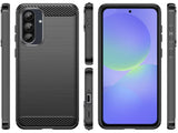 Flexible Handy Schutzhülle mit gebürster Carbon Textur auf der Rückseite für zum Schutz des Samsung Galaxy A36  Display und Gehäuse Case in schwarz von Screenguard