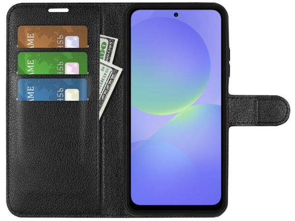 Lederhülle Portemonnaie Karten Ledertasche für Samsung Galaxy A36 in schwarz von Screenguard