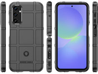 Widerstandsfähige, stabile Outdoor Sport Hülle für das Samsung Galaxy A36 für Handwerker, Baustelle, Business, äusserst stabil mit erhöhten Rändern und Kanten in schwarz von Screenguard