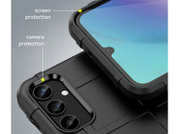 Widerstandsfähige, stabile Outdoor Sport Hülle für das Samsung Galaxy A36 für Handwerker, Baustelle, Business, äusserst stabil mit erhöhten Rändern und Kanten in schwarz von Screenguard