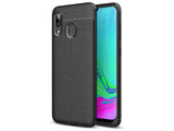 Soft TPU Case mit Design aus feinem veganen Leder für Samsung Galaxy A40 stabil mit erhöhten Rändern und Kanten in schwarz von Screenguard