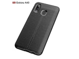 Soft TPU Case mit Design aus feinem veganen Leder für Samsung Galaxy A40 stabil mit erhöhten Rändern und Kanten in schwarz von Screenguard