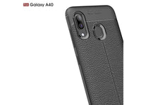 Soft TPU Case mit Design aus feinem veganen Leder für Samsung Galaxy A40 stabil mit erhöhten Rändern und Kanten in schwarz von Screenguard