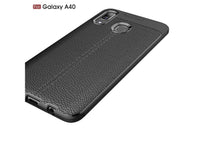 Soft TPU Case mit Design aus feinem veganen Leder für Samsung Galaxy A40 stabil mit erhöhten Rändern und Kanten in schwarz von Screenguard