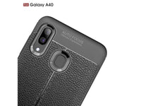 Soft TPU Case mit Design aus feinem veganen Leder für Samsung Galaxy A40 stabil mit erhöhten Rändern und Kanten in schwarz von Screenguard