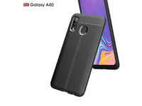 Soft TPU Case mit Design aus feinem veganen Leder für Samsung Galaxy A40 stabil mit erhöhten Rändern und Kanten in schwarz von Screenguard