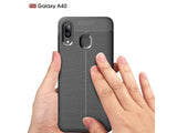 Soft TPU Case mit Design aus feinem veganen Leder für Samsung Galaxy A40 stabil mit erhöhten Rändern und Kanten in schwarz von Screenguard