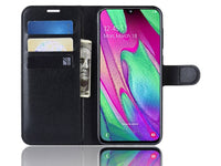 Lederhülle Karten Wallet Ledertasche Etui für Samsung Galaxy A40 in schwarz von Screenguard