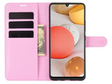 Lederhülle Karten Wallet Ledertasche Etui für Samsung Galaxy A42 5G in rosa von Screenguard