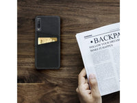 CardCaddy Leder Backcase mit Kartenfächern für Samsung Galaxy A50 in schwarz von Screenguard