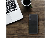 CardCaddy Leder Backcase mit Kartenfächern für Samsung Galaxy A50 in schwarz von Screenguard