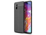 Soft TPU Case mit Design aus feinem veganen Leder für Samsung Galaxy A51 4G stabil mit erhöhten Rändern und Kanten in schwarz von Screenguard