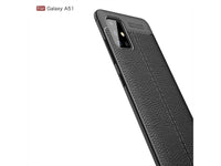 Soft TPU Case mit Design aus feinem veganen Leder für Samsung Galaxy A51 4G stabil mit erhöhten Rändern und Kanten in schwarz von Screenguard