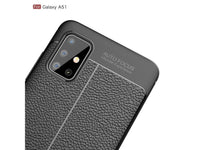 Soft TPU Case mit Design aus feinem veganen Leder für Samsung Galaxy A51 4G stabil mit erhöhten Rändern und Kanten in schwarz von Screenguard