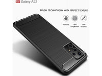 Flexible Handy Schutzhülle mit gebürster Carbon Textur auf der Rückseite für zum Schutz des Samsung Galaxy A52  Display und Gehäuse Case in schwarz von Screenguard