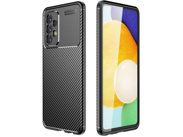 Hochwertig stabile Soft TPU Smartphone Handy Hülle im Carbon Design für Samsung Galaxy A53 5G zum Schutz des Display und Gehäuse Cover in schwarz von Screenguard