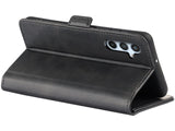 Veganes Flip Case Leder Etui Hülle mit Karten Fächer und Sichtfenster für Samsung Galaxy A54 5G in schwarz von Screenguard