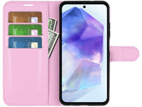 Lederhülle Portemonnaie Karten Ledertasche für Samsung Galaxy A55 5G in rosa von Screenguard