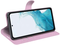 Lederhülle Karten Wallet Ledertasche Etui für Samsung Galaxy A55 5G in rosa von Screenguard