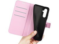 Lederhülle Karten Wallet Ledertasche Etui für Samsung Galaxy A55 5G in rosa von Screenguard